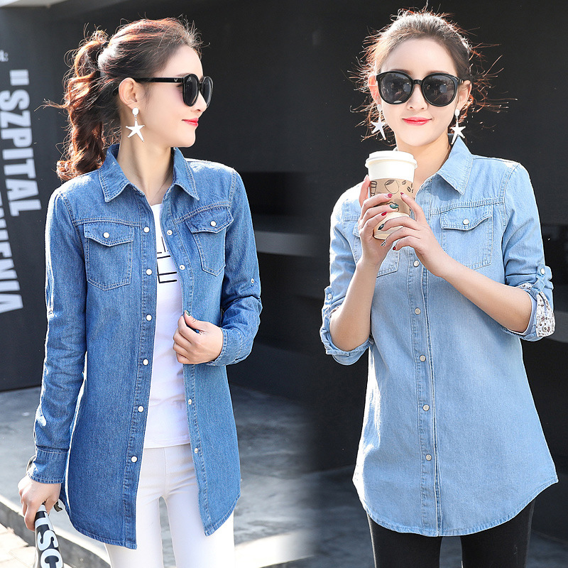 Real shot 2025 spring and autumn new Korean version of loose Denim shirt women's long sleeve shirt all-match coat women