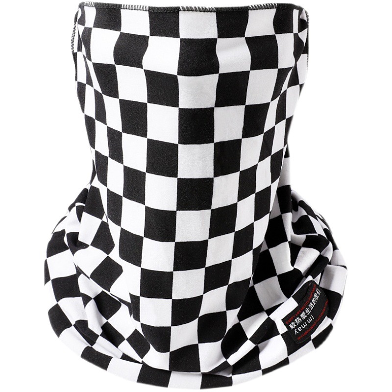 Original Face Covering Sunscreen Face Cover Neck Protection Integrated Riding Face Cover Tide Checkerboard Motorcycle Face Towel for Men and Women Summer
