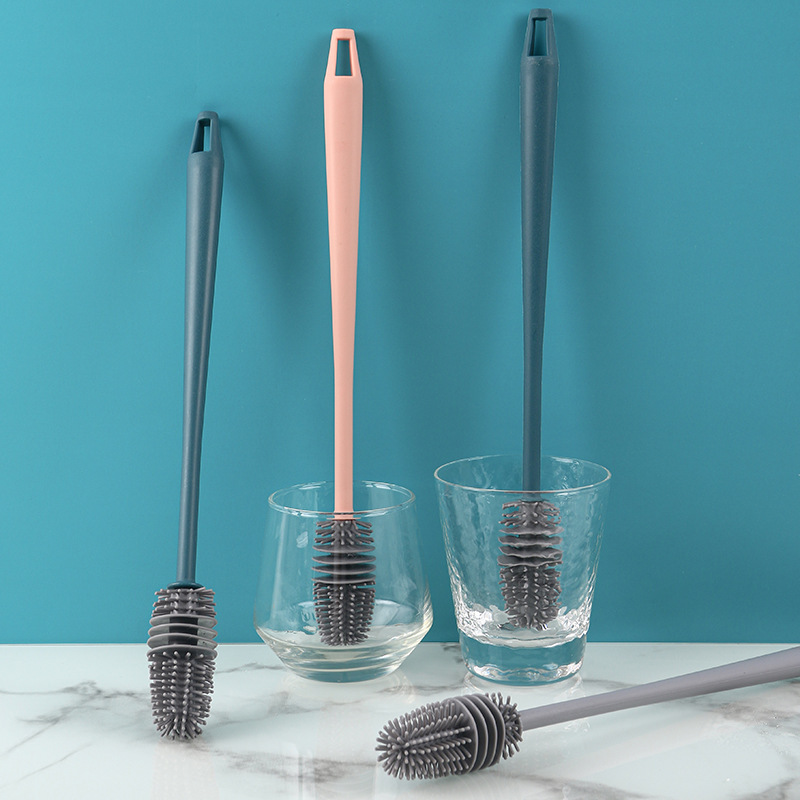 Picture of Long Handle Silicone Water Cup Brush Household Kitchen No Dead Angle Cleaning Brush Milk Bottle Brush Cleaning Teapot Teacup Brush