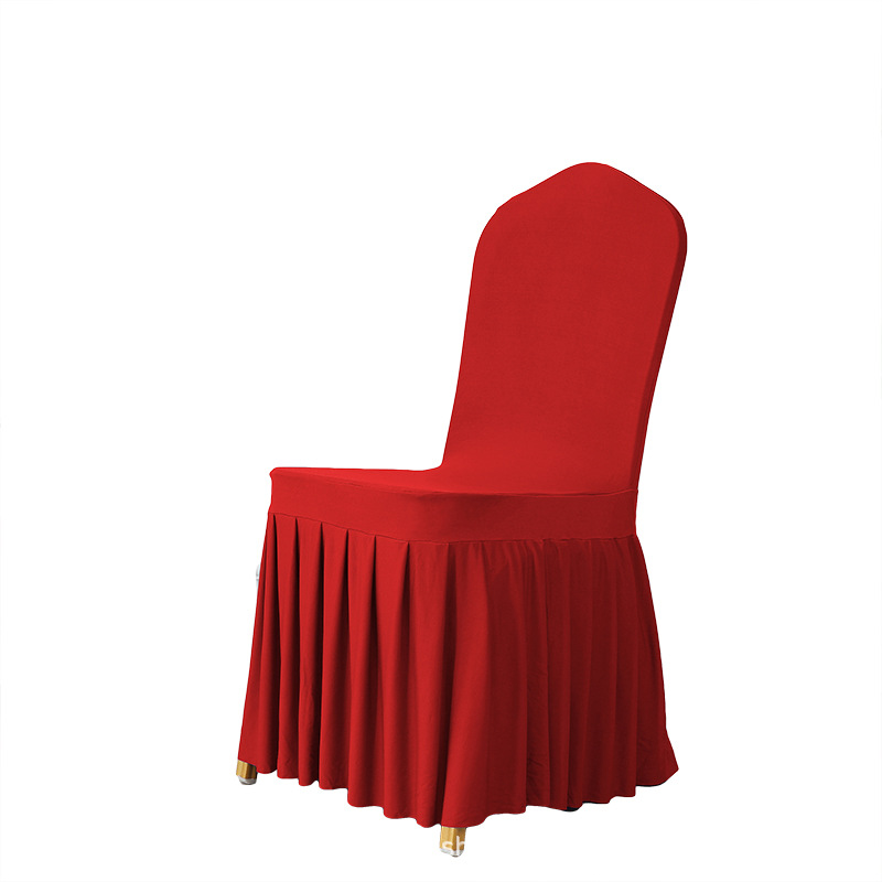 Picture of Chair Cover Thickened Stretch Pleated Skirt Dining Chair Cover Hotel Wedding Banquet Event Stool Cover Hotel Cloth