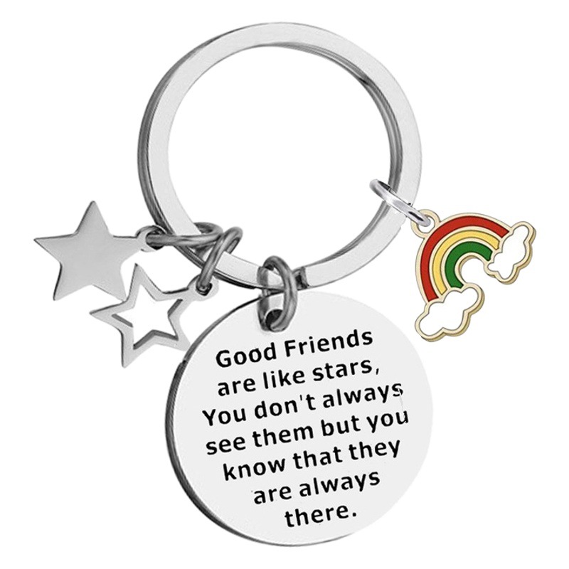 Cross-border Good friends are like stars stainless steel keychain rainbow pendant friendship gift