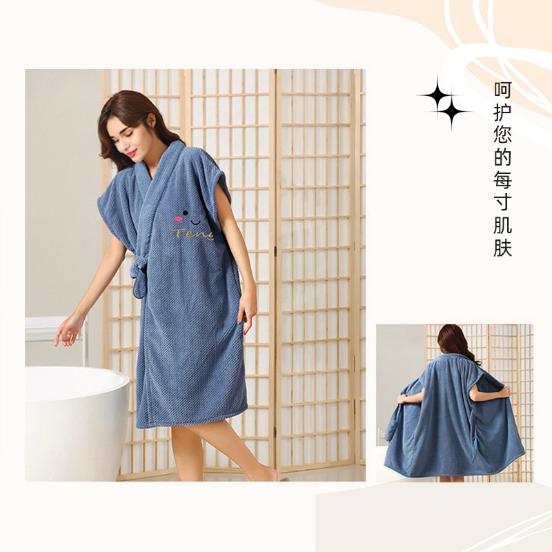 Picture of Bainard Pineapple Dress Dry Hair Hat suit Strap Couples Wearing Bath Towel Embroidered Thickened Absorbent Bathrobe