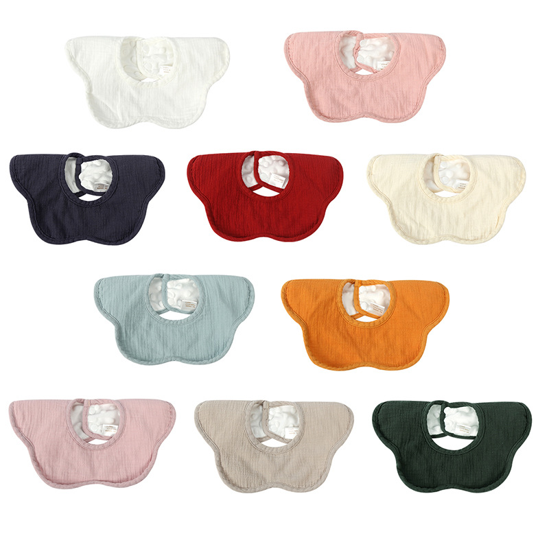 Picture of Gauze Peas Velvet Baby Petal Bib Pure Cotton Baby Sipe Towel Pure Cotton Waterproof Autumn and Winter Thickened Newborn Bib