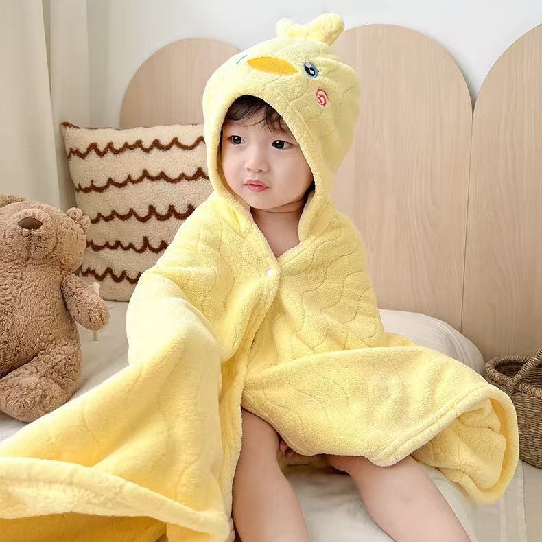 Picture of Cartoon Baby's Cloak Mother and Baby's Bag Coral Fleece Soft Bath Hooded Baby's Hold for Cross-border