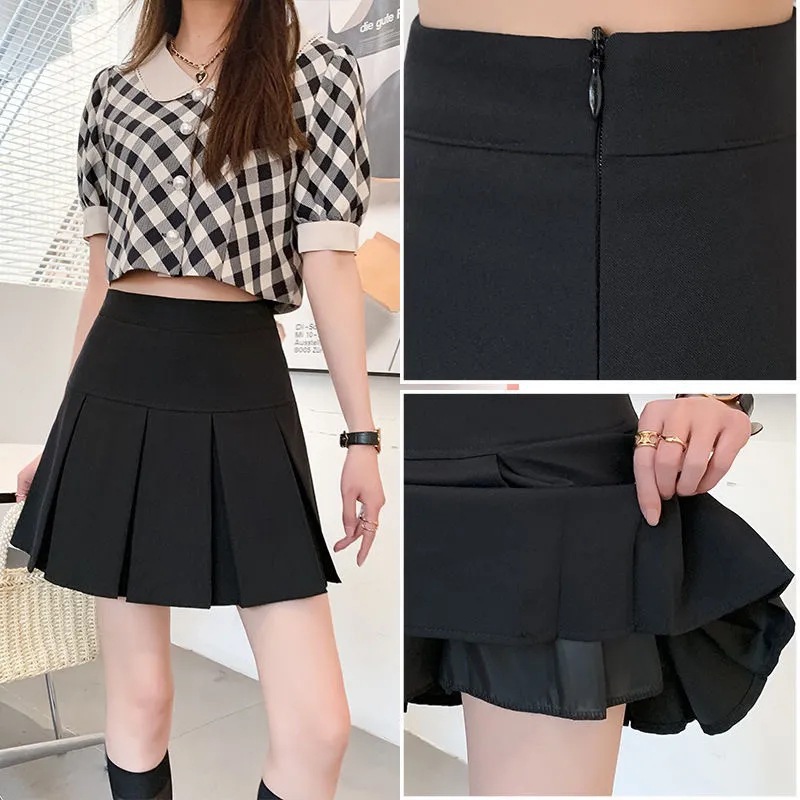 Summer New Suit Fashion Pleated Skirt Women's High Waist Slim Covering All-match Skirt Belly Covering High Skirt