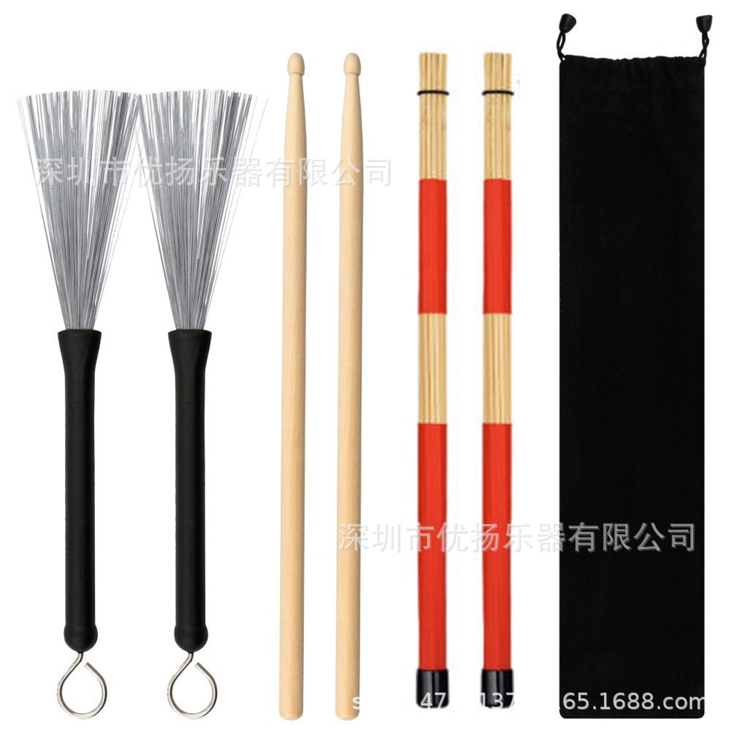 Wire Drum Brush 19 Bundles of Bamboo Sticks Drum Sticks Boot Storage Bag Drum Jazz Drum Percussion Accessories