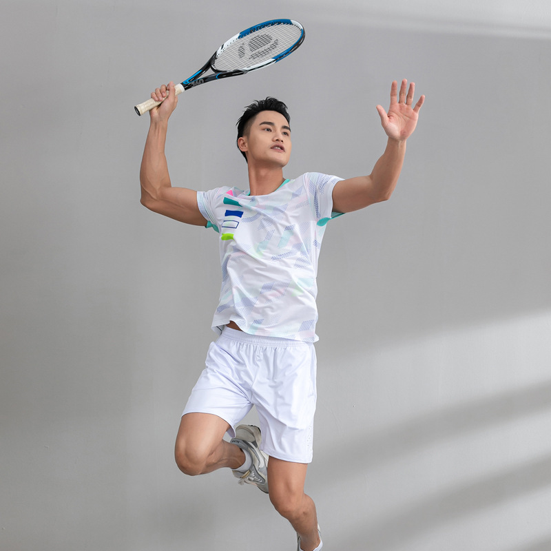 Picture of New Badminton Suit Women's Sports Quick-drying Breathable Short-sleeved Pants Men's Competition Suit Table Tennis Suit Customized