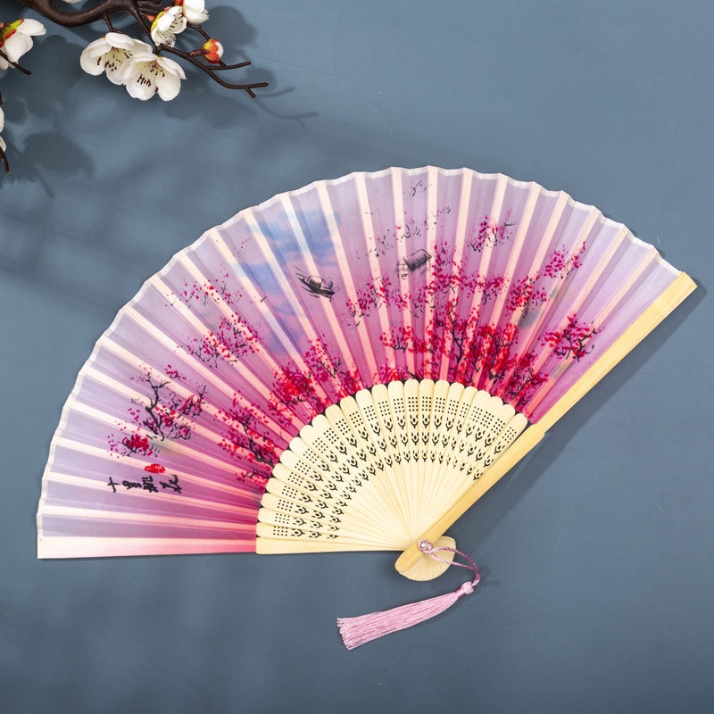 Picture of Folding Fan Bamboo Ancient Fan Student Girl Chinese Style Small Fan Scenic Spot Export Wholesale Retail Gift Decorative Fan
