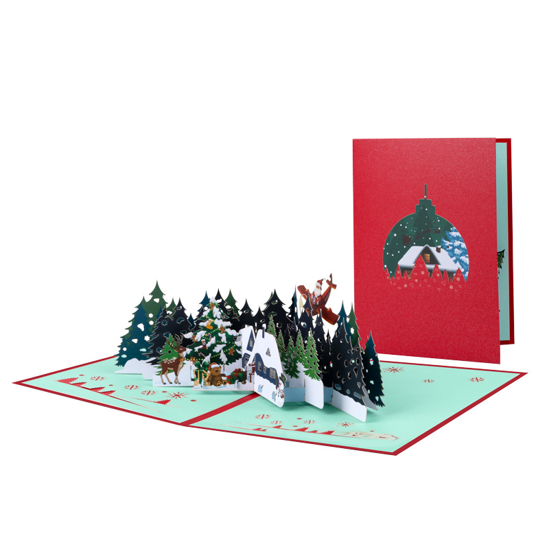 Picture of New Creative Amazon Cross-Border 3D Greeting Card Holiday Greetings Handmade Card Color Printed Christmas Lettering