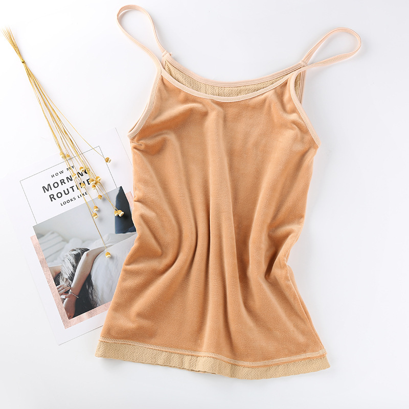 Picture of Autumn and Winter Twist Seamless Thin Shoulder Strap Sexy Warm Vest Women's Double-Layer Fleece-Lined Thickened Body Women's Slim-Fit Top