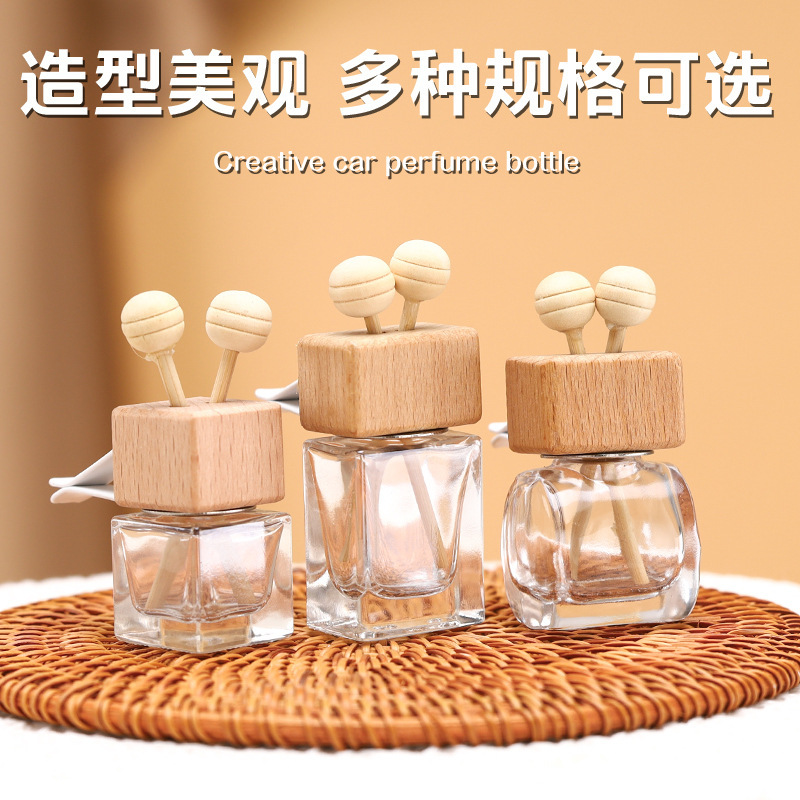 Transparent Glass Car Air Freshener Bottle Pendant Bathroom Air Freshener Bottle Home Air Vent Fragrance DIY Ornament Accessory