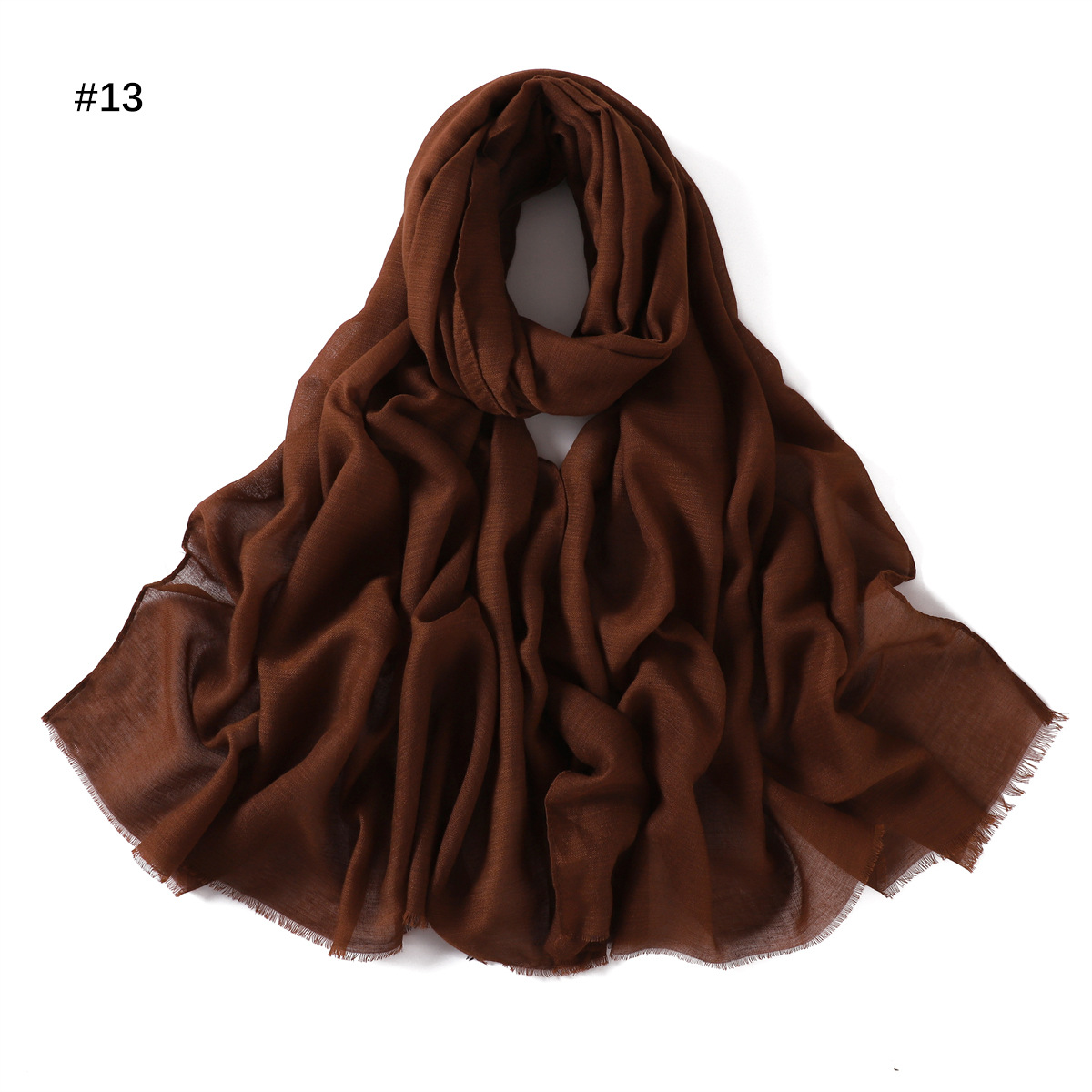 Picture of New fashion cotton and linen soft autumn and winter combed cotton monochrome short beard flat long scarf scarf scarf scarf scarf shawl in stock