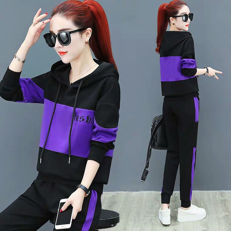 Foreign Trade 2022 Summer New Running Sports Suit Women's Casual Korean Style Loose Hooded Sweatshirt Large Size Two-piece Set