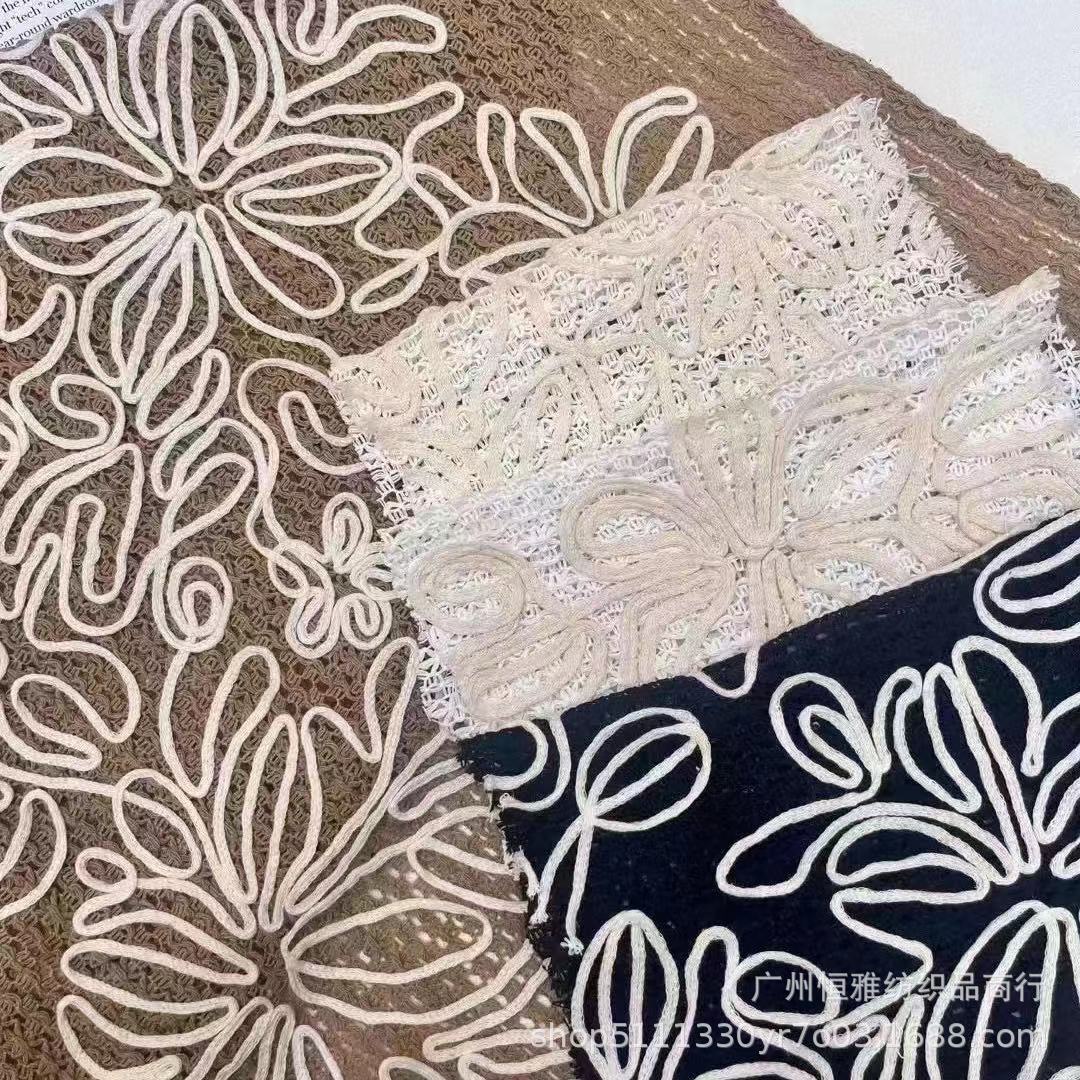 High-end three-dimensional plate with flower embroidery hollow lace embroidered cloth dress children's dress foreign trade fabric