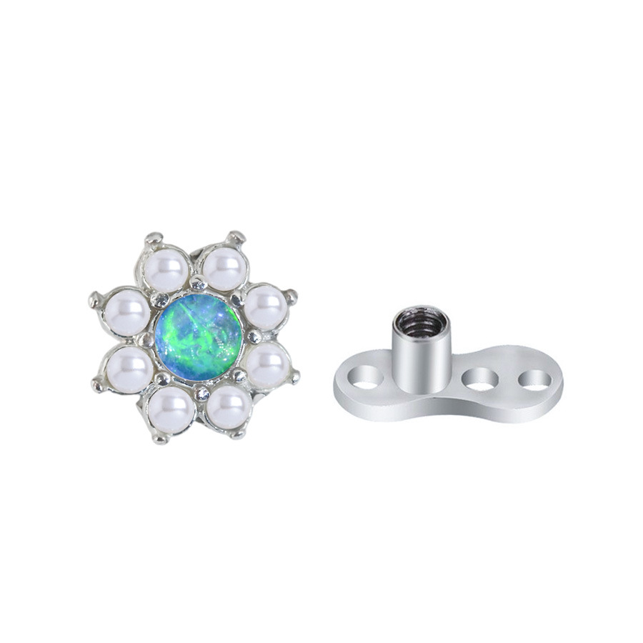 Picture of Stainless Steel 1.6mm Puncture Jewelry Claw Zirconium Buried Bone Nail Puncture Opal Pearl Buried Nail Base Implant Nail
