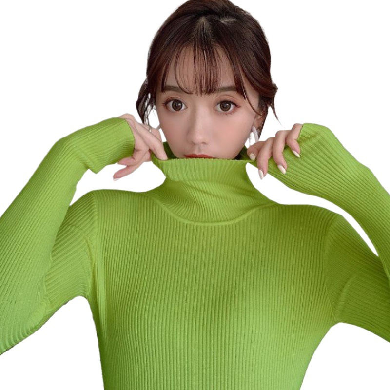 Picture of Autumn and Winter 2025 New Turtleneck Sweater Solid Color Long Sleeve Top Slim-fit Knitted Shirt Base Shirt Women's Styky Ins Trendy