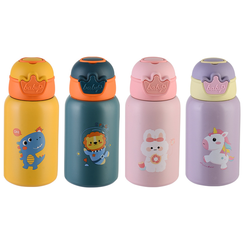Picture of Wholesale Insulated Cups for Children, Cute Cartoon High-Value Water Bottles, Portable with Straw, Anti-Fall Leather Case Water Cup