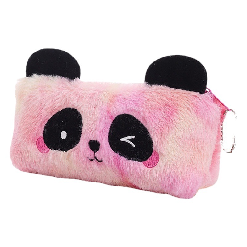 New plush gradient small panda pencil case cute cartoon storage large capacity student stationery Holiday Gifts Wholesale