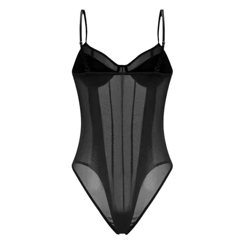 European and American Cross-Border Mesh Splicing, See-Through Fashionable Inner Sling, Hot Girl Backless Niche Design Jumpsuit, Breathable for Women