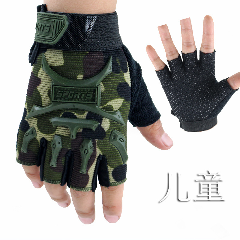 Picture of Children's seal half finger 5-13 weeks outdoor spring, summer and autumn mountain bike short finger sunscreen non-slip gloves