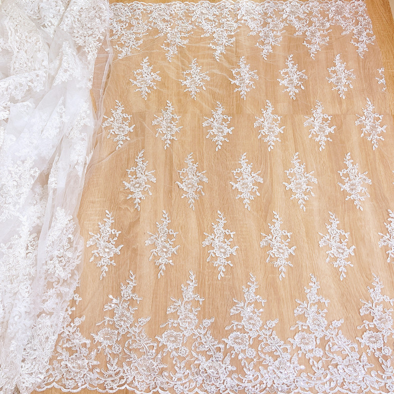 Picture of New Water-Soluble Wedding Dress Sequin Embroidery Fabric Mesh Double-Sided Embroidery 125cm Dress Lace Fabric Cross-Border Export