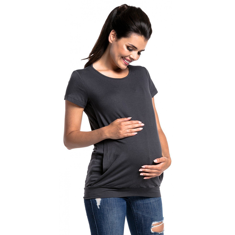 Picture of 2021 Amazon Break Edition Short T-shirt Top eBay European and American New Round Neck Short Sleeve Maternity Fashion Breastfeeding T-shirt