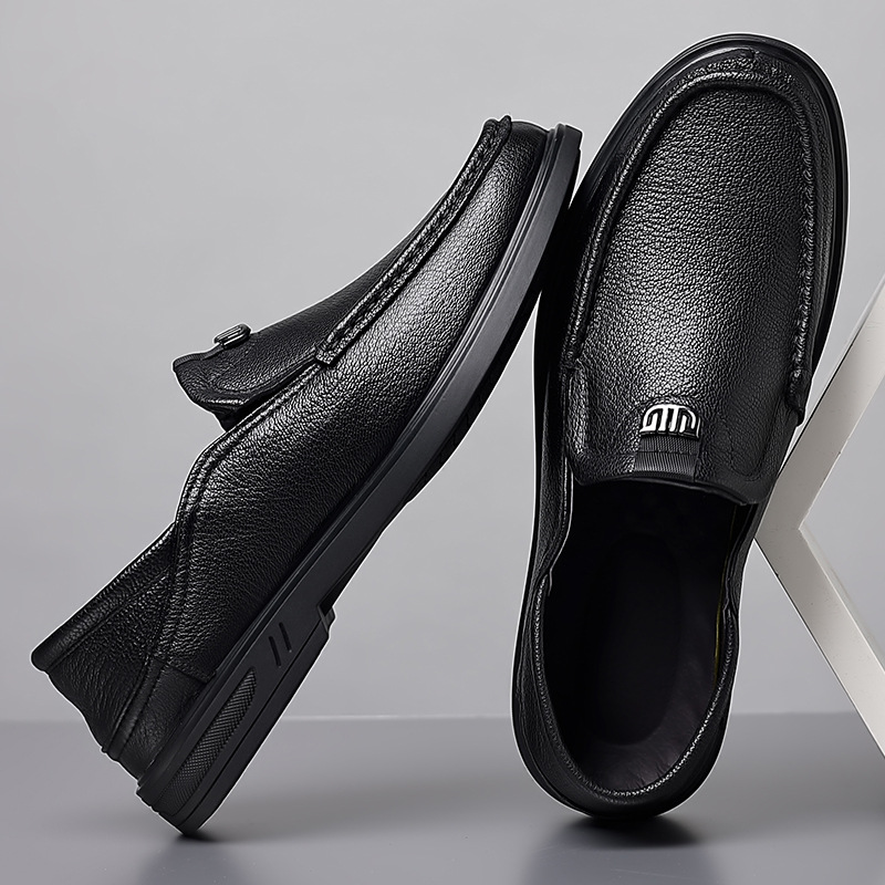 New Autum Sheepskin Men's Beanie Shoes Genuine Leather Loafers Men's Casual Leather Shoes High-End Flats Round Toe Men's Shoes