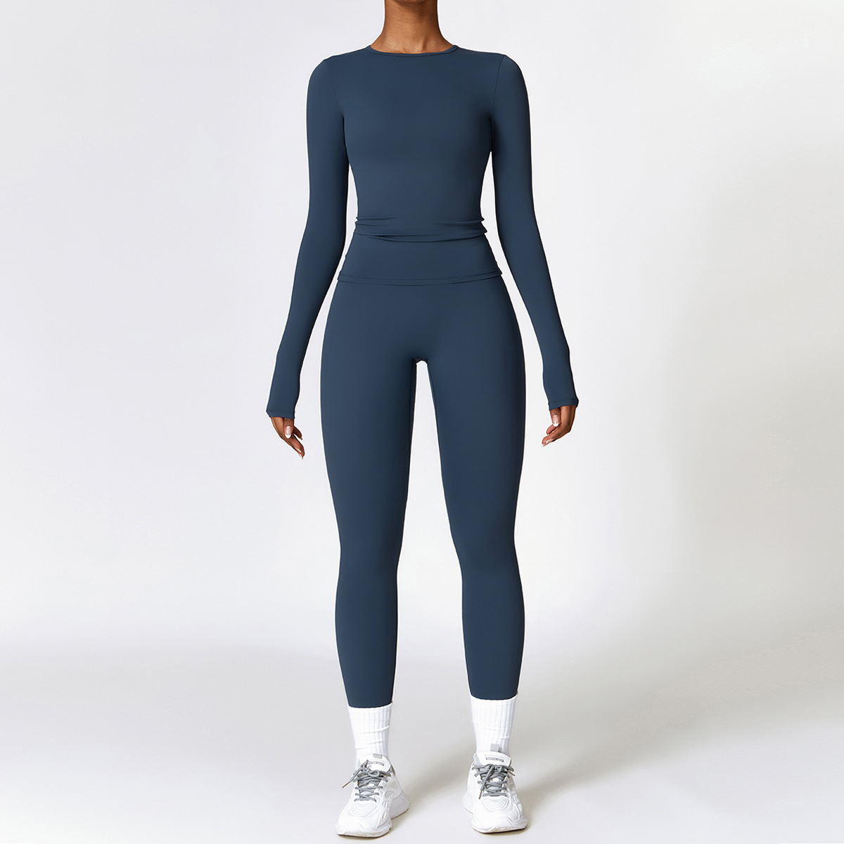 Picture of Zechuang European and American tight brushed yoga suit quick-drying workout clothes winter outdoor running sports suit female 8519