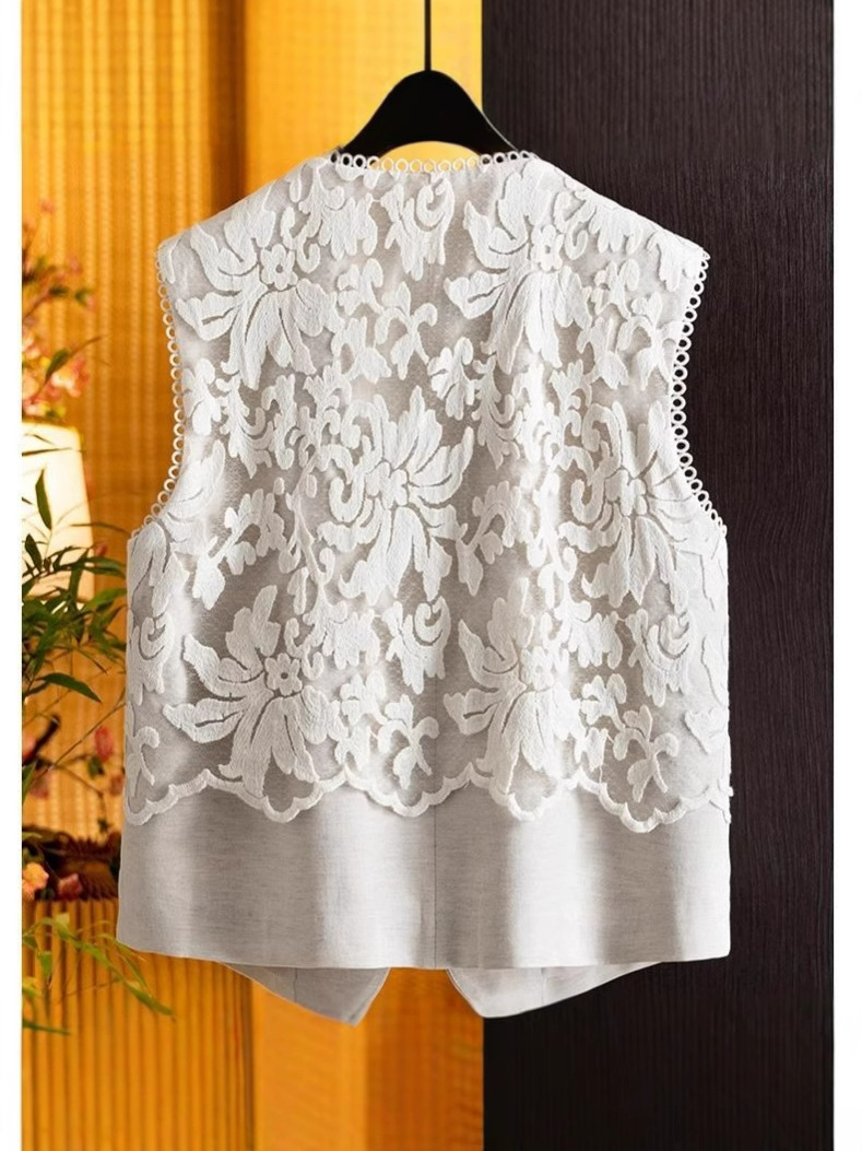 Picture of [Shop selling] Summer 2025 new French high-end fashion jacquard lace design waistcoat high waist