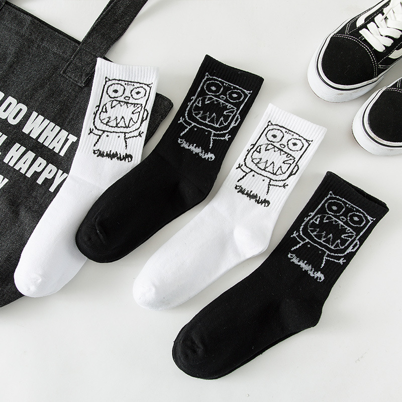 Socks Women's Stockings Ins Fashionable Hip Hop Mid-barrel Sports Korean Style Distinctive Street Long-barrel Autumn and Winter Left and Right Foot Fashionable Socks
