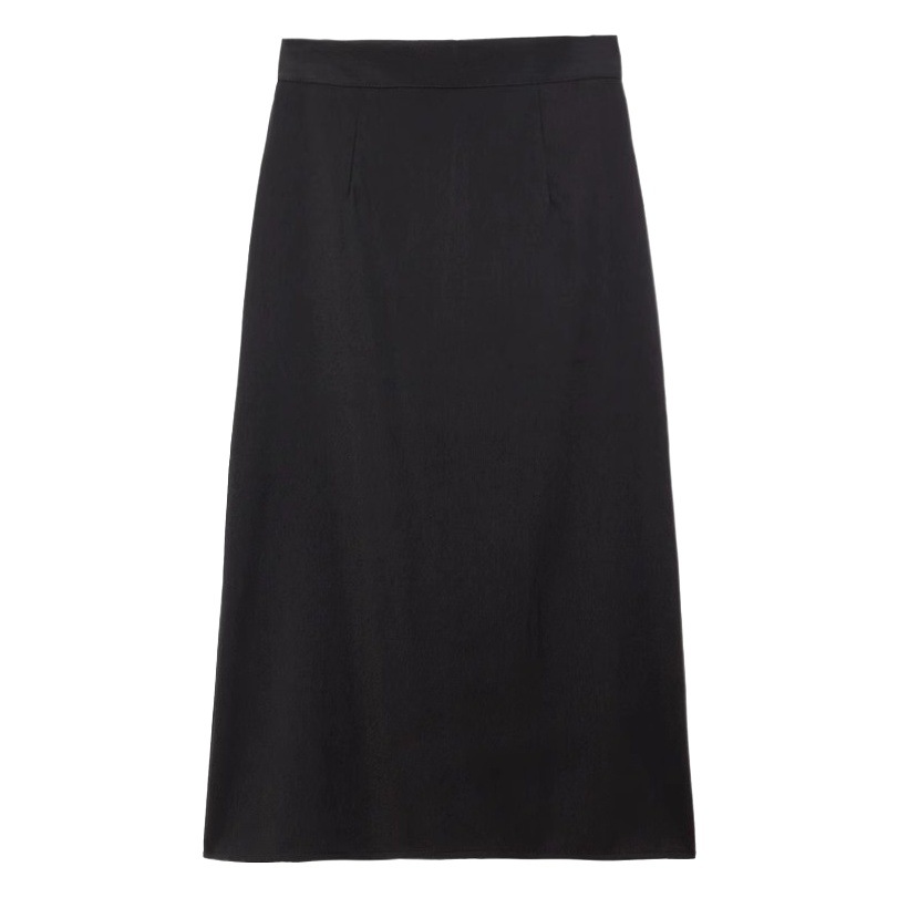 Black Skirt Women's Spring A- line Long Skirt 2024 New Style Small High Waist Chic Skirt Design Sense Niche