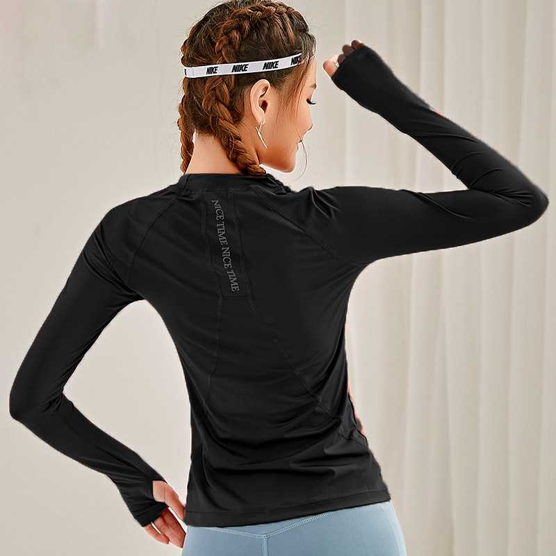 Picture of 2023 Spring and Autumn New Online Celebrity Slim fit slimming quick-drying breathable running sports long sleeve fitness yoga top