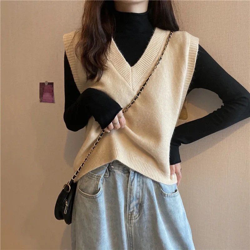 Picture of Vest Vest Coat Women's Autumn and Winter 20223 Korean Style Vest Waistcoat V-Neck Versatile Loose Knitted Sweater