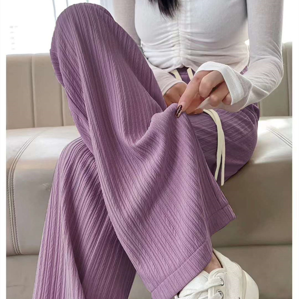Picture of Seven-Color Cloud Pants for Women 2025 Summer High-Waisted Pleated Draped Floor-Length Wide-Leg Pants Popular Pink Straight Pants for Women