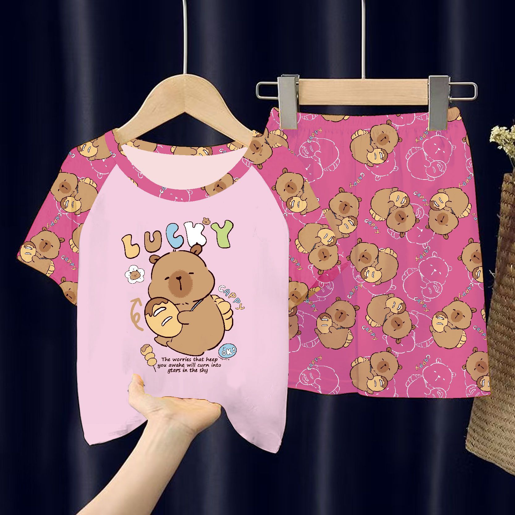 Picture of Wholesale Summer Children's Pajamas Cartoon Girls Short-Sleeved Shorts Thin Boys Casual Middle and Large Children's Suits Home Clothes