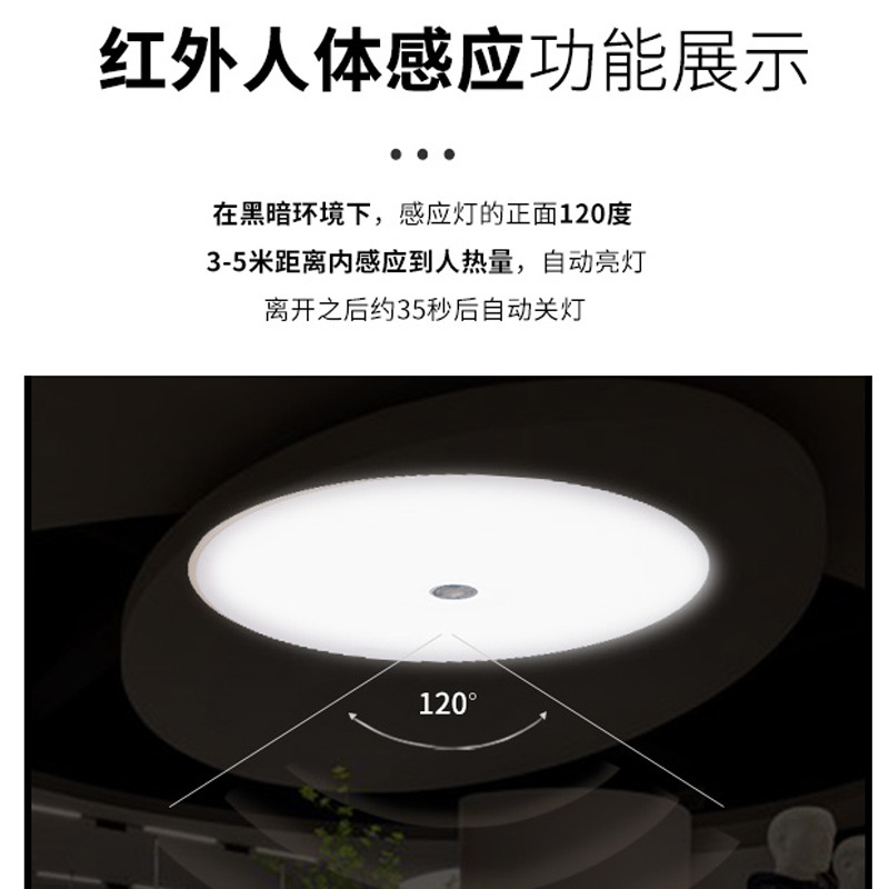 Picture of Roushi Led Three-Proof Ceiling Light Waterproof Bathroom Balcony Hallway Corridor Bathroom Sensor Light Energy-Saving