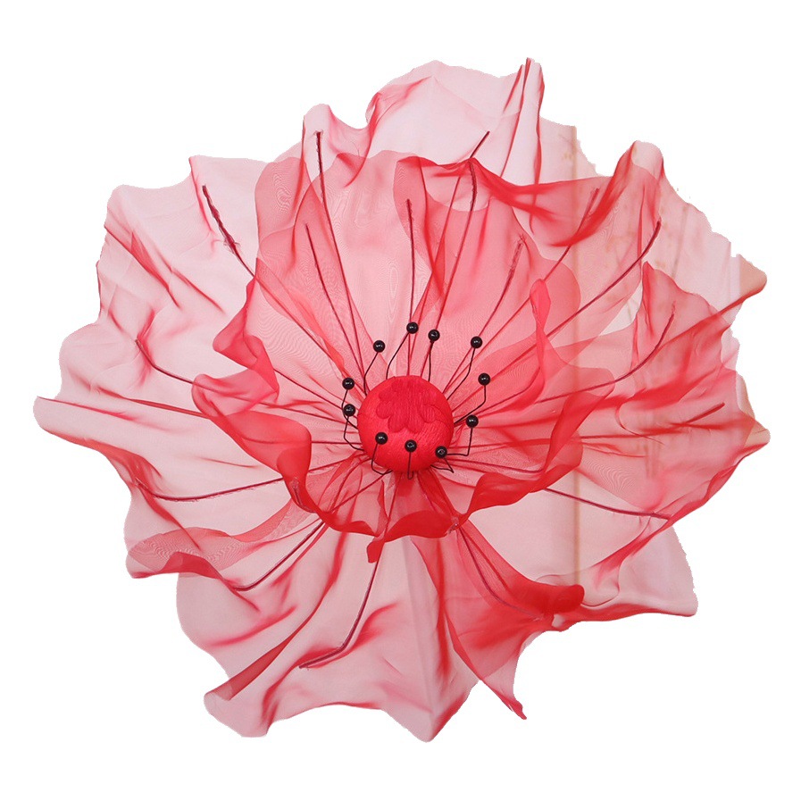 Picture of Mesh flower set of new artificial flower poppy flower outdoor wedding party decoration window decoration shooting props