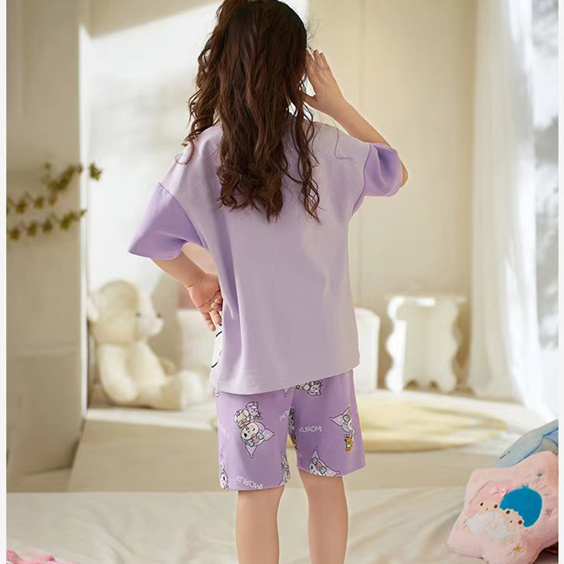 Picture of New Style Pajamas for Girls Summer Thin Air Conditioning Home Clothes for Girls 2024 New Style Short Sleeve Suit for Summer Outer Wear