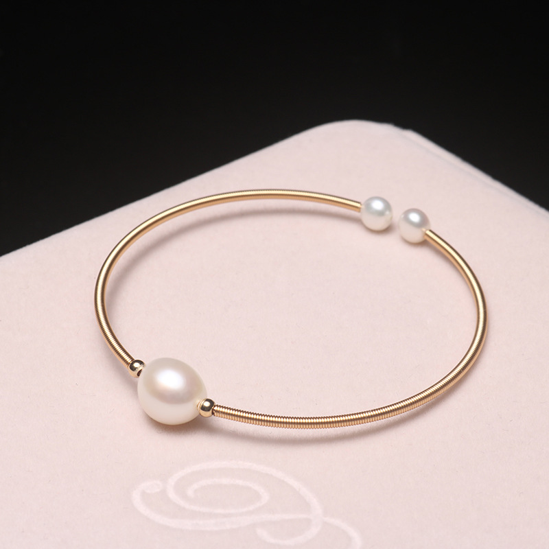 Simple and exquisite natural freshwater pearl baroque single bracelet women's handmade gold wire winding bracelet manufacturers wholesale