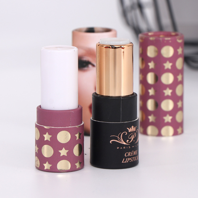 Color Printed Lipstick Lipstick Tube Packaging Paper Tube Hot Stamping Round Beauty Paper Tube Cosmetic Kraft Paper Can