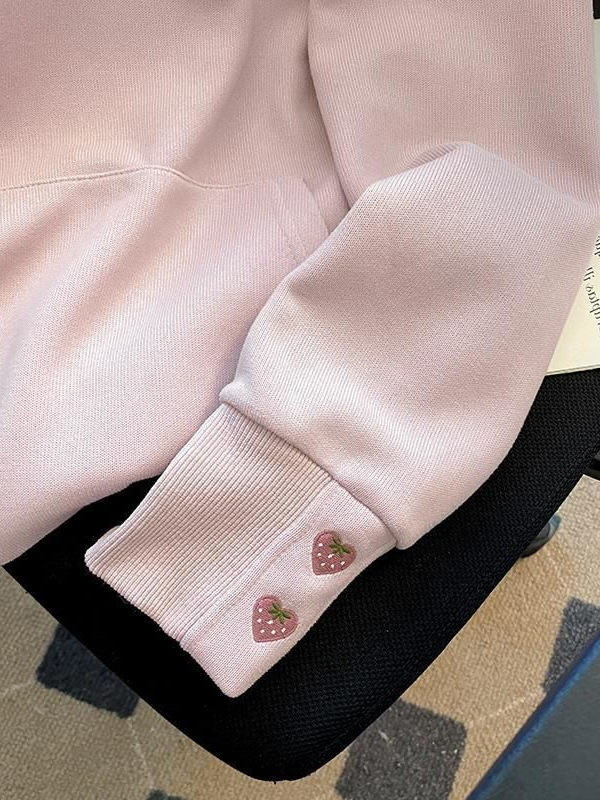 Picture of Pink Hooded Half Zipper American Style Lazy Sweatshirt Women's Autumn and Winter 2024 New Explosions Small Top Jacket