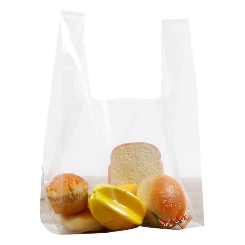 Factory wholesale take-out packing bag commercial transparent vest bag plastic bag printed logo baking dessert fruit bag