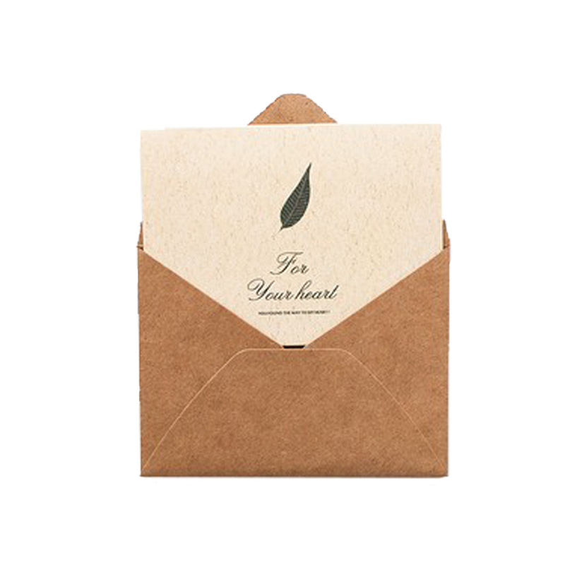Picture of Vintage Simple Send Teacher Greeting Card Folded Holiday Birthday Thanksgiving Greeting Card Business Message Card Envelope suit