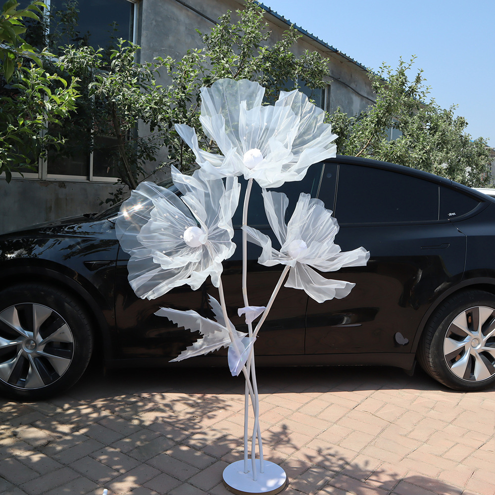 Picture of Mesh flower set of new artificial flower poppy flower outdoor wedding party decoration window decoration shooting props
