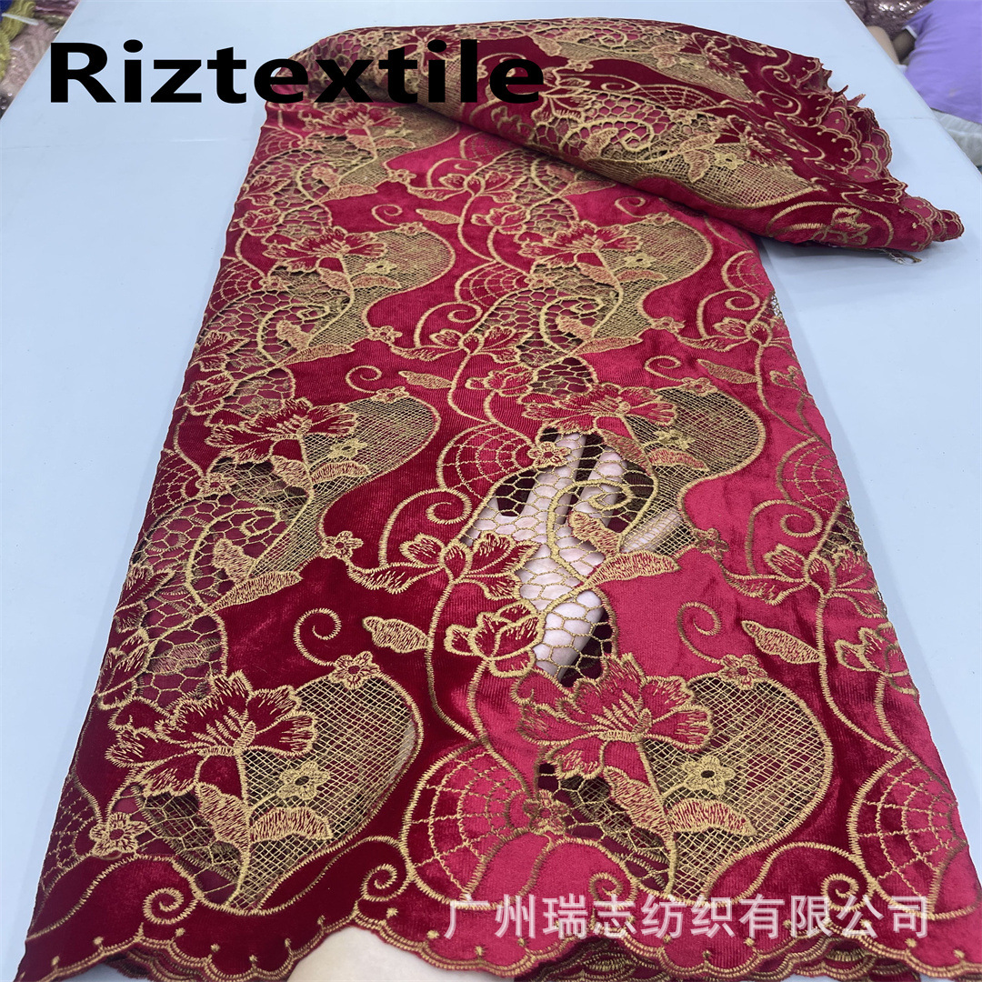 New Flannelette Laser Embroidery Hollow Embroidery Lace Fabric African Bride Wedding Dress Cheongsam Dress Fashion Embroidered Cloth