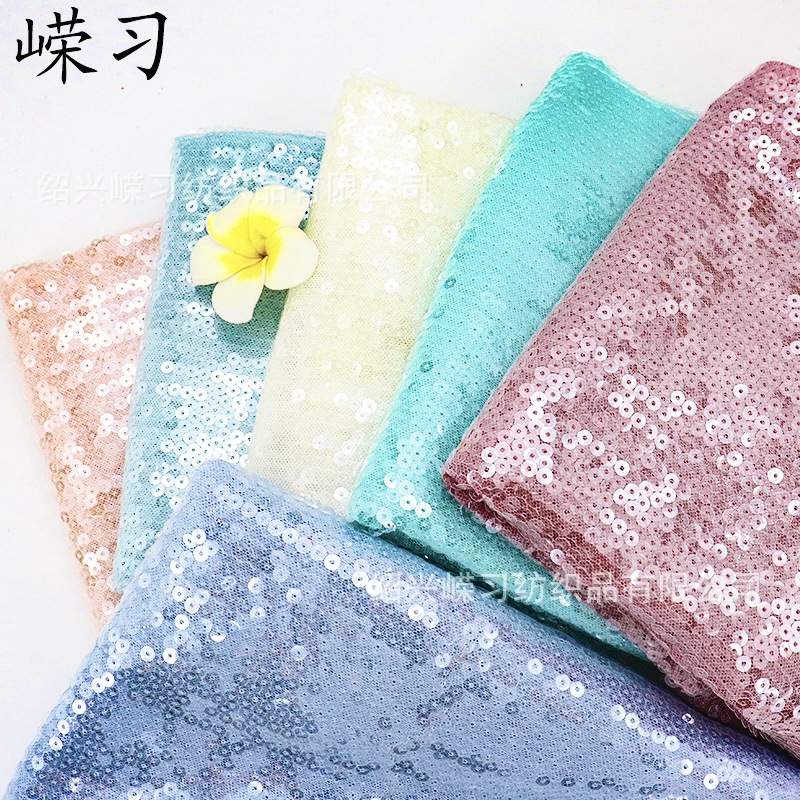 Spot 5mm Fish Scale Crystal Transparent Sequin Cloth Beads Elastic Fabric Clothing Performance Clothing Evening Dress Fabric