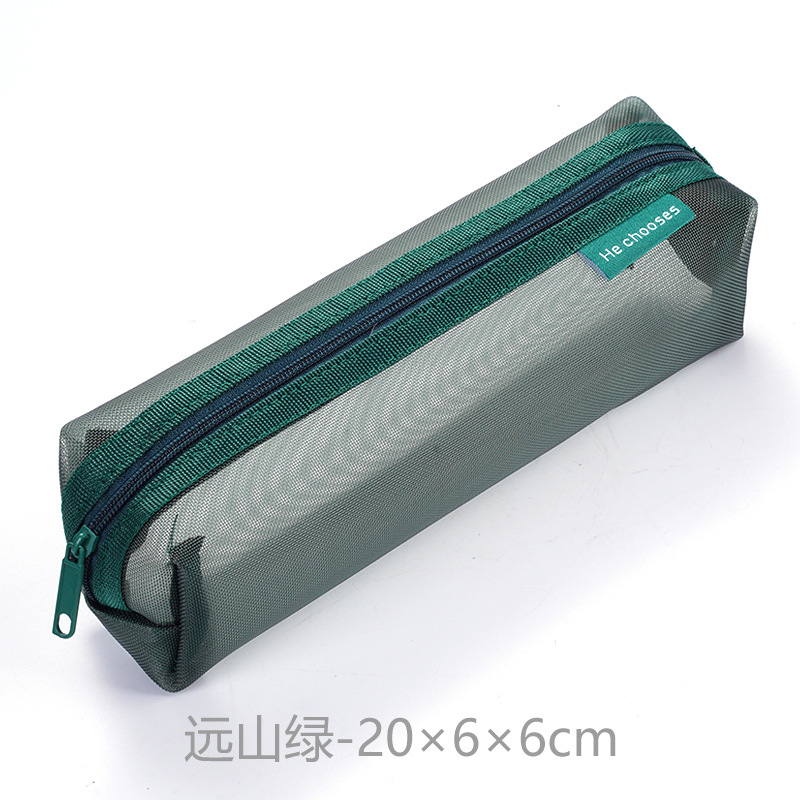 Picture of Three-dimensional simple transparent mesh pen bag for students examination stationery bag large capacity portable storage bag wholesale