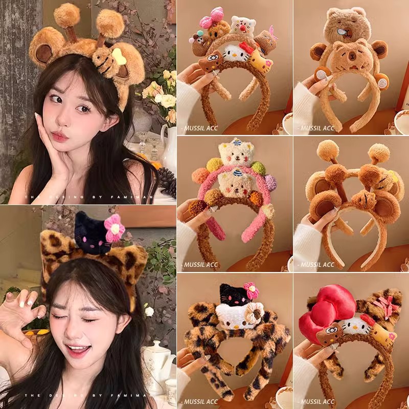 Special Headband for Face Washing for Women 2025 New Autumn and Winter Cute Bear Headband Hairband Hairpin Hair Accessory Plush Headwear