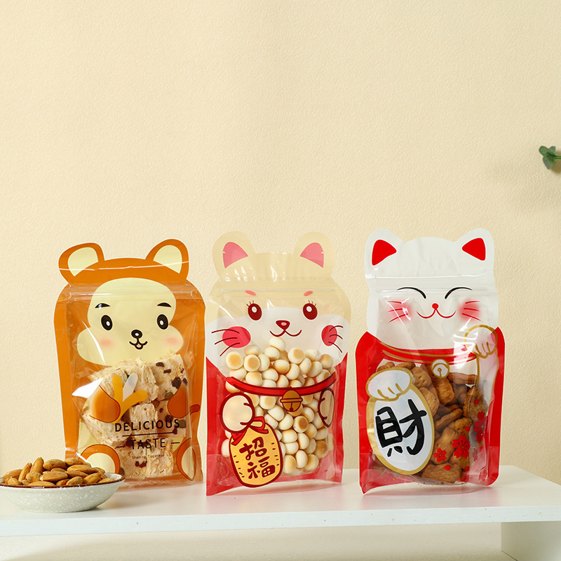 Biscuit Snowflake Crispy Cartoon Stand-Up Bag Nougat Candy Snack Sealed Bag Plastic Food Baking Special-Shaped Bag
