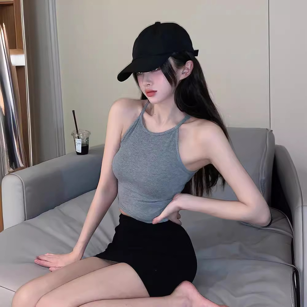 Pure Lust Style Sexy Halter Camisole Women's 2025 Summer Slim and Sexy Outer Wear Inner Layering Shirt Top